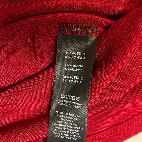 Chico's Travelers Red Liquid Knit Top Asymmetrical Hem Size 1 US M - Picture 7 of 9